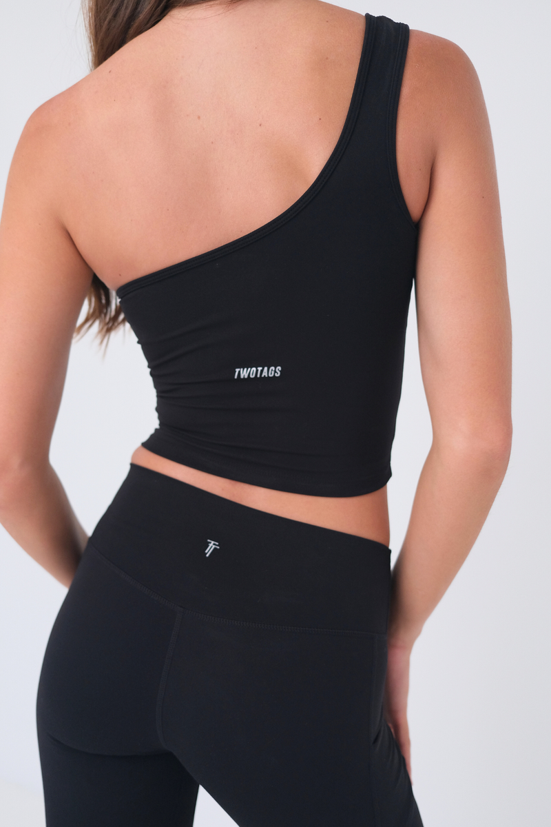 One Shoulder Tank Top - Black