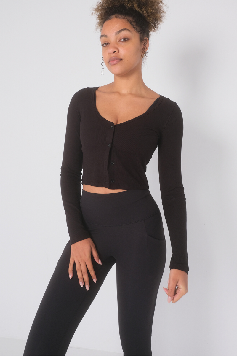 Cropped Cardigan - Black