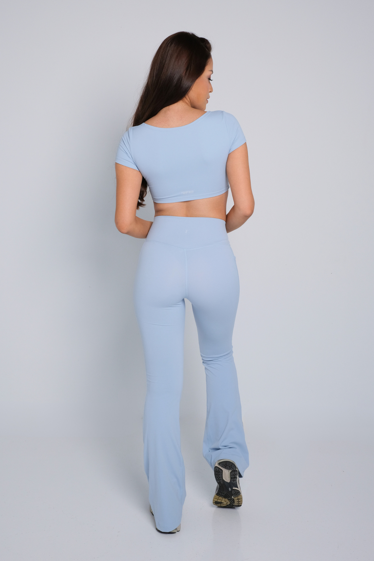 Ruched Crop Top Baby Blue – TwoTags