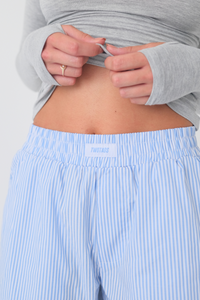 Pinstripe Shorts - Light Blue/White