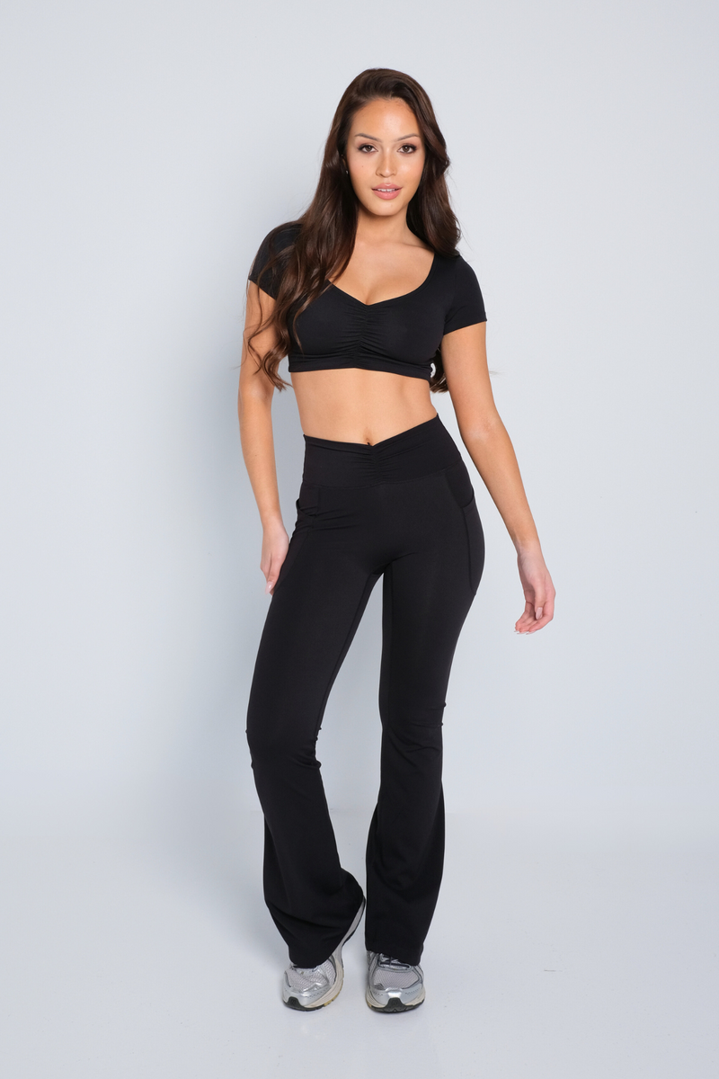 Ruched Crop Top Black TwoTags