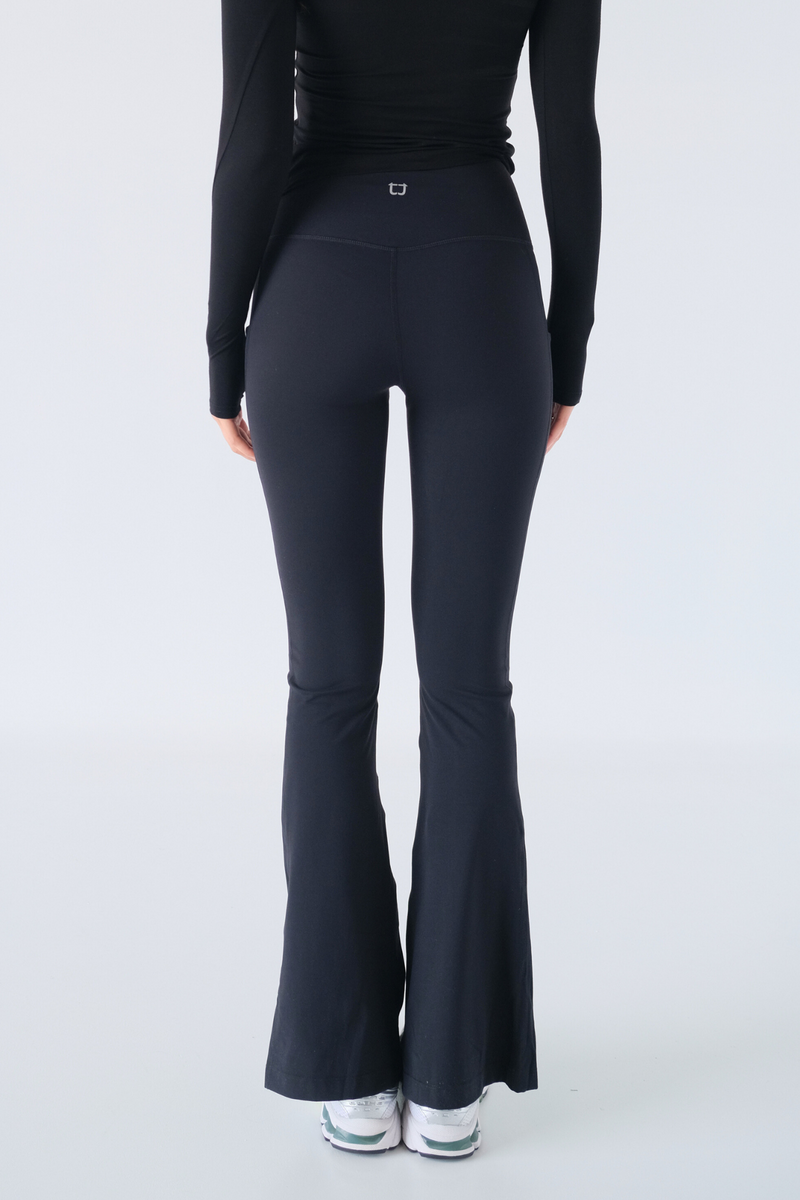 Split Flare Pocket Leggings - Black