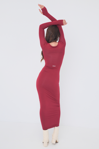 Sculpt Long Sleeve Dress - Cherry Red
