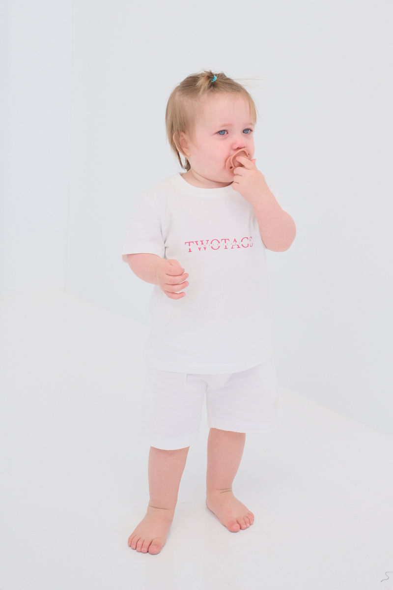 Immy Tee & Mini Me Shorts - White Set