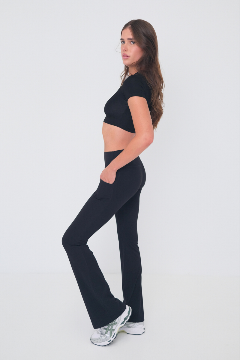 Low Rise Flare Pocket (Tall) Leggings - Black