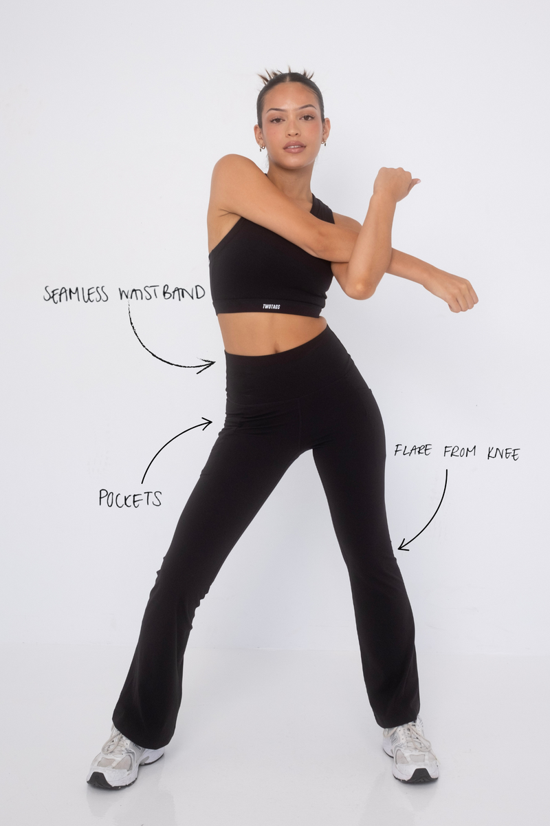 Aura Flare Pocket (Seamless) Leggings - Black