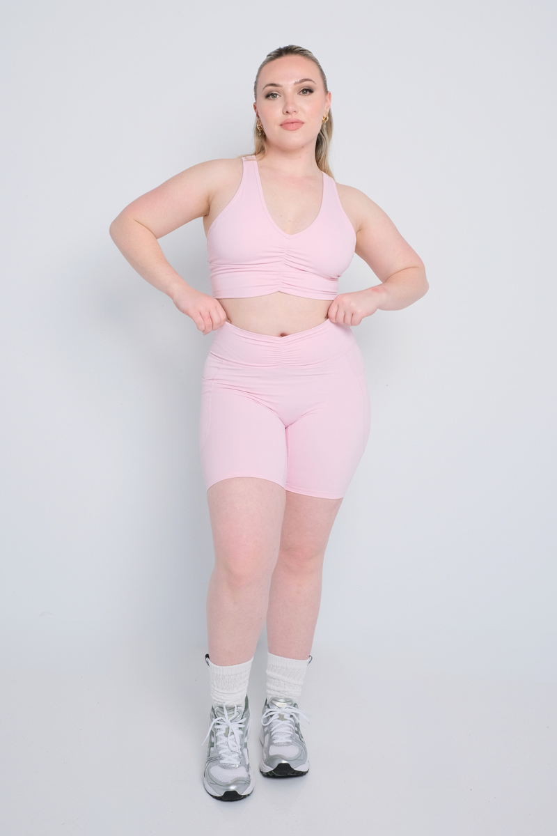 Ruched Biker Shorts - Cherry Blossom