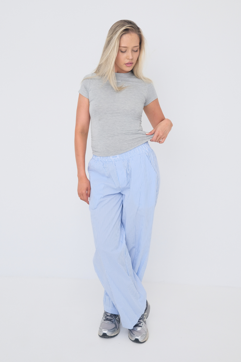 Pinstripe Pants - Light Blue/White