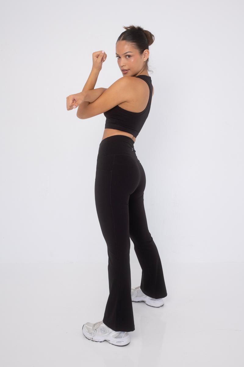 Aura Flare Pocket (Seamless) Leggings - Black