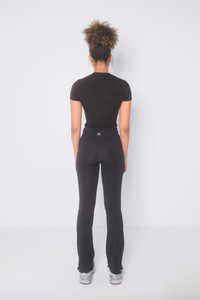 Frill Flare Pocket Leggings - Black