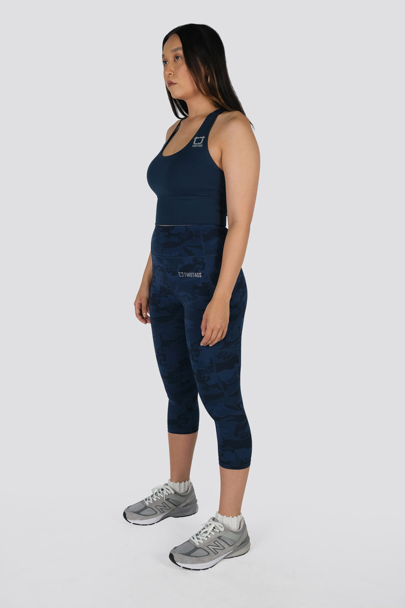 Combat Camo 7/8 Highwaisted Leggings - Aegean Blue