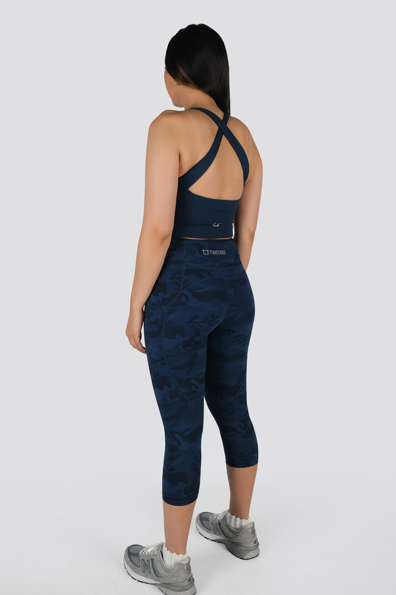 Combat Camo 7/8 Highwaisted Leggings - Aegean Blue