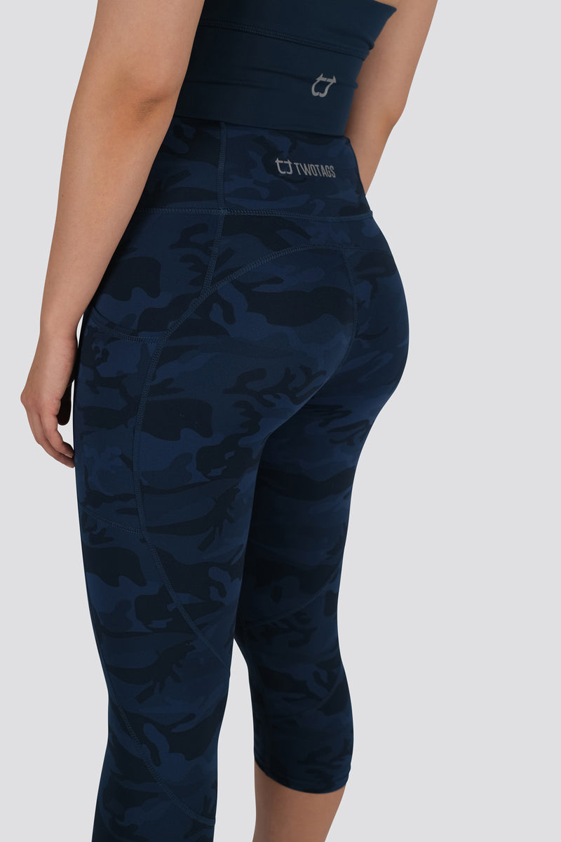 Combat Camo 7/8 Highwaisted Leggings - Aegean Blue