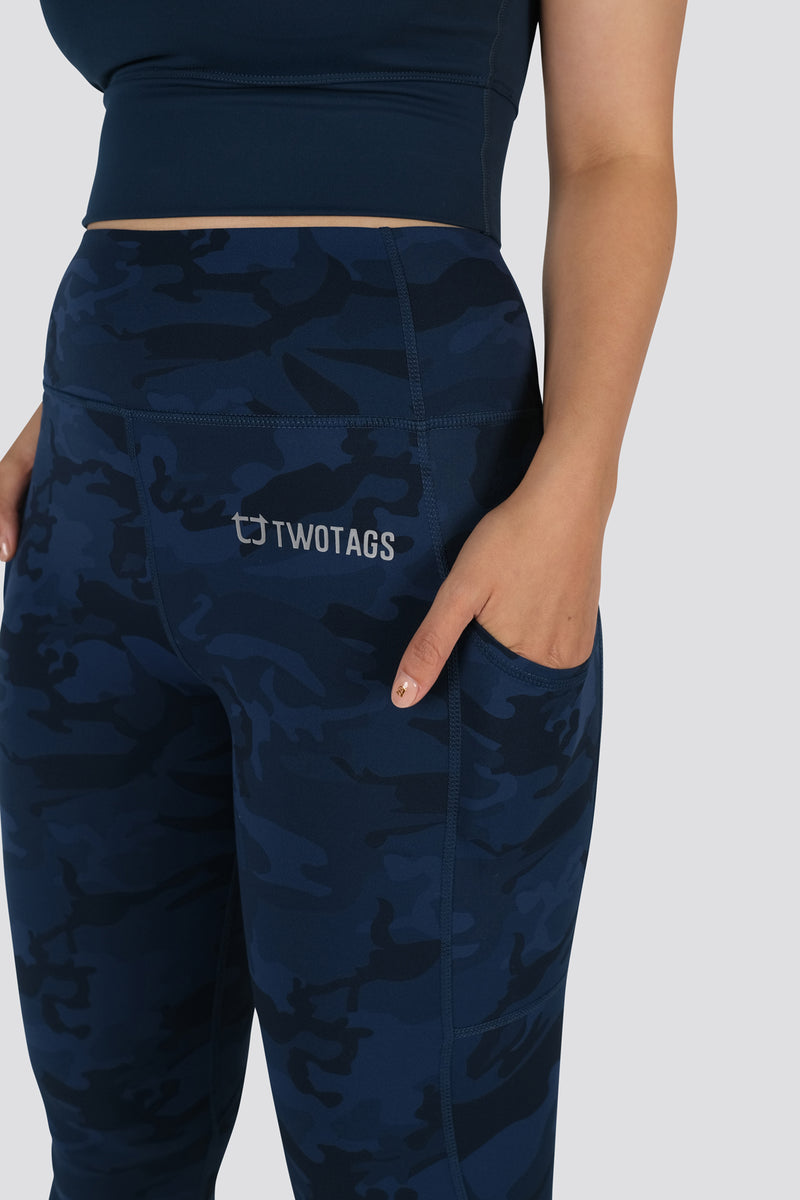 Combat Camo 7/8 Highwaisted Leggings - Aegean Blue
