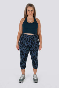 Meraki Leopard 7/8 Highwaisted Leggings - Slate Blue