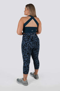 Meraki Leopard 7/8 Highwaisted Leggings - Slate Blue