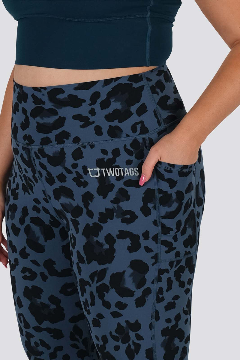 Meraki Leopard 7/8 Highwaisted Leggings - Slate Blue