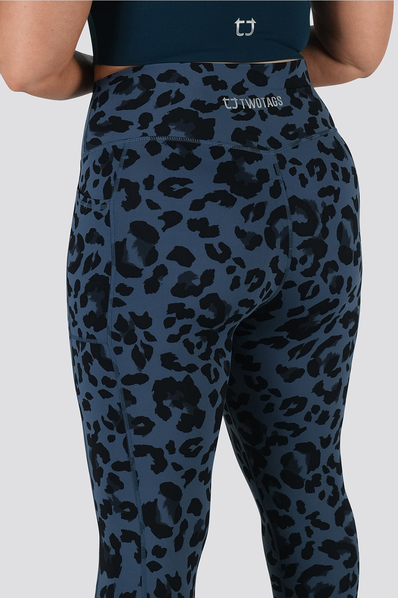 Meraki Leopard 7/8 Highwaisted Leggings - Slate Blue
