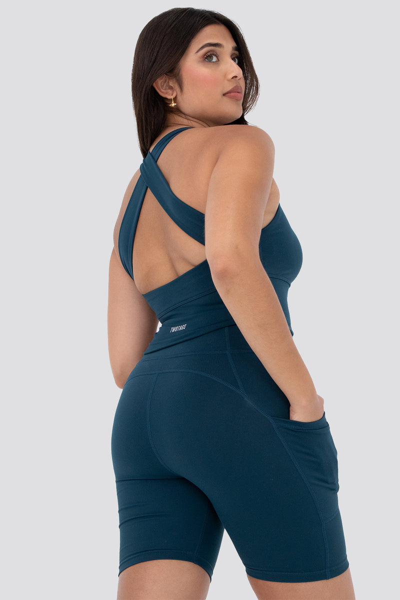 Sweetheart V2 Highwaisted Biker Shorts - Ocean Blue